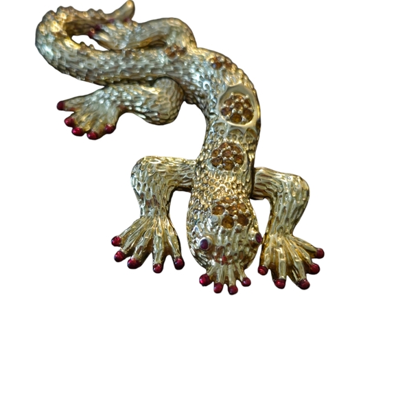 RARE HUTTON WILKINSON PAVE CRYSTAL LIZARD KOMADO DRAGON PIN Brooch - Picture 5 of 8